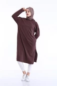 Atlas Kapşonlu Uzun Sade Basic Sweatshirt - 03007.028 - Kahverengi - 6