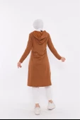Eflin Yakadan Bağlamalı Kapşonlu Uzun Sweatshirt - 03030.038 - Taba - 3