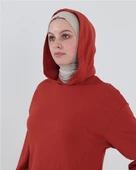 Atlas Kapşonlu Uzun Sade Basic Sweatshirt - 03007.030 - Kiremit - 5