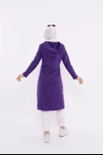 Eflin Yakadan Bağlamalı Kapşonlu Uzun Sweatshirt - 03030.013 - Mor - 3