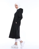 Atlas Kapşonlu Uzun Sade Basic Sweatshirt - 03007.003 - Siyah - 3