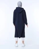 Atlas Kapşonlu Uzun Sade Basic Sweatshirt - 03007.015 - Lacivert - 2
