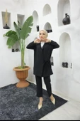 Yandan Bağlamalı Krep Ceket İkili Takım - 71194.003 - Siyah - 3