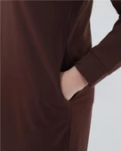 Atlas Kapşonlu Uzun Sade Basic Sweatshirt - 03007.020 - Mürdüm - 2