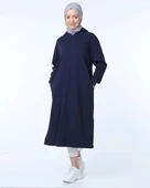 Atlas Kapşonlu Uzun Sade Basic Sweatshirt - 03007.015 - Lacivert - 1