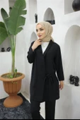 Yandan Bağlamalı Krep Ceket İkili Takım - 71194.003 - Siyah - 5