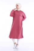 Atlas Kapşonlu Uzun Sade Basic Sweatshirt - 03007.101 - Gül Kurusu - 4