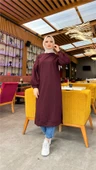 Hira Balon Kol Midi Boy Sade Basic Sweatshirt - 03031.020 - Mürdüm - 1