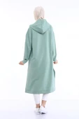 Atlas Kapşonlu Uzun Sade Basic Sweatshirt - 03007.100 - Çağla Yeşili - 8
