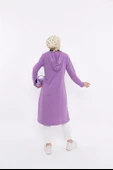 Eflin Yakadan Bağlamalı Kapşonlu Uzun Sweatshirt - 03030.018 - Leylak - 3