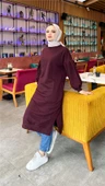 Hira Balon Kol Midi Boy Sade Basic Sweatshirt - 03031.020 - Mürdüm - 2