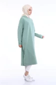 Atlas Kapşonlu Uzun Sade Basic Sweatshirt - 03007.100 - Çağla Yeşili - 3