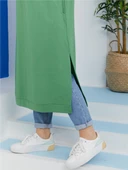 Atlas Kapşonlu Uzun Sade Basic Sweatshirt - 03007.103 - Fıstık Yeşili - 5