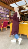 Hira Balon Kol Midi Boy Sade Basic Sweatshirt - 03031.020 - Mürdüm - 5