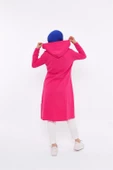 Eflin Yakadan Bağlamalı Kapşonlu Uzun Sweatshirt - 03030.025 - Fuşya - 3