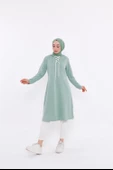 Eflin Yakadan Bağlamalı Kapşonlu Uzun Sweatshirt - 03030.100 - Çağla Yeşili - 1