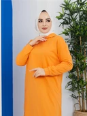Atlas Kapşonlu Uzun Sade Basic Sweatshirt - 03007.036 - Oranj - 6