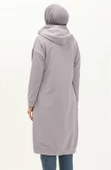 Aysima Yaka Detaylı Kapşonlu Sade Basic Sweatshirt - 03032.008 - Gri - 5
