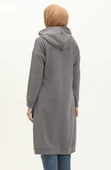 Aysima Yaka Detaylı Kapşonlu Sade Basic Sweatshirt - 03032.017 - Antrasit - 2
