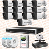 Provzen Hikvision 13 Kameralı İp Kamera Seti 1080p Mikrofonlu - 1