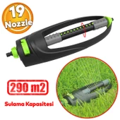 Tablalı Hareketli Çok Fonksiyonlu Su Fıskiyesi 19 Nozzle Dönerli Bahçe Çim Sulama Aparatı Plastik - 1