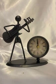 Müzisyen Metal Saat El Yapımı Büro Masa Saat Biblo Gitar 01 thumbnail 4