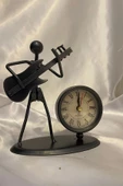 Müzisyen Metal Saat El Yapımı Büro Masa Saat Biblo Gitar 01 thumbnail 3