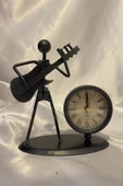 Müzisyen Metal Saat El Yapımı Büro Masa Saat Biblo Gitar 01 thumbnail 2