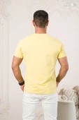Bisiklet Yaka Önü Baskılı Pamuklu Likralı Basic Regular Fit T-shirt thumbnail 4