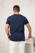 Bisiklet Yaka Önü Baskılı Pamuklu Likralı Basic Regular Fit T-shirt thumbnail 10