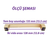 Bihter Düz Kulp 128 mm Altın Mutfak Kulpu Çekmece Dolap Kapak Kulbu Metal Mobilya Dolabı Kulpları - 2