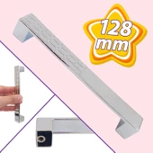 Bihter Desenli Kulp 128 mm Krom Mutfak Kulpu Çekmece Dolap Kapak Kulbu Metal  Mobilya Dolabı Kulpları - 1