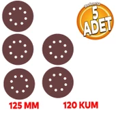 Delikli 125 mm Cırt Zımpara 120 Kum Kaporta Duvar Metal Mobilya Cila Parlatma Zımparalama 5 Adet - 1