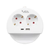 Vea VE-G1102C 2'li USB+ Type-C Girişli Anahtarlı Grup Priz - 1