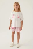 Barbie Lisanslı L1703 Patterned T-Shirt ve Şort Alt Üst Kız Çocuk Takımı - 4