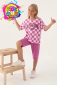 U.S. Polo Assn. Lisanslı US1811 Plaid T-Shirt ve Kapri Alt Üst Kız Çocuk Takımı - 1