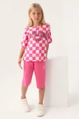 U.S. Polo Assn. Lisanslı US1811 Plaid T-Shirt ve Kapri Alt Üst Kız Çocuk Takımı - 6