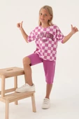 U.S. Polo Assn. Lisanslı US1811 Plaid T-Shirt ve Kapri Alt Üst Kız Çocuk Takımı - 8
