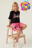 Barbie Lisanslı L1703 Patterned T-Shirt ve Şort Alt Üst Kız Çocuk Takımı - 1