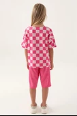 U.S. Polo Assn. Lisanslı US1811 Plaid T-Shirt ve Kapri Alt Üst Kız Çocuk Takımı - 7