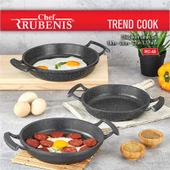 CHEF RUBENIS TREND COOK 3 LÜ DÖKÜM SAHAN SETİ 18CM-20CM-22CM SİYAH KIRÇILLI RC-45 - 1