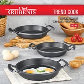 CHEF RUBENIS TREND COOK 3 LÜ DÖKÜM SAHAN SETİ 18CM-20CM-22CM SİYAH RC-40 - 1