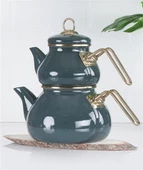 ACAR QUALİTA ROLY&POLY TOMBUL EMAYE ÇAYDANLIK TK/ PETROL GRİ XAP-22-0051/6 - 1