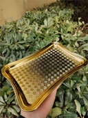 AROW 6 LI SUNUM TEPSİSİ KARE DESEN GOLD 25X17 CM DR-3642 - 1