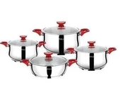 VIVALDI RANA ÇELİK TENCERE SETİ 8 PARÇA KIRMIZI G364 - 1