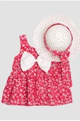 Bebek Elbisesi Şapkalı Çiçek Desenli Elbise - 10