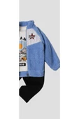 Kışlık peluş üçlü takım erkek bebek welsoft sweatshirt eşofman içi pamuklu - 4