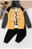 Future Baskılı Kapüşonlu Pamuk Bebek Takım 3’lü Takım hırka Sweatshirt Alt - 3