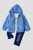 Kışlık tatlı peluş takım pamuklu 3’lü takım erkek bebek welsoft sweatshirt alt üst thumbnail 9