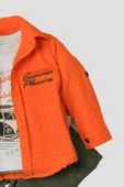 Erkek Bebek Spor Gömlek Takım Pantolon Üst Sweatshirt Üçlü TakIm Pamuklu Takım - 4